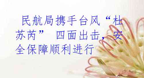  民航局携手台风“杜苏芮” 四面出击，安全保障顺利进行