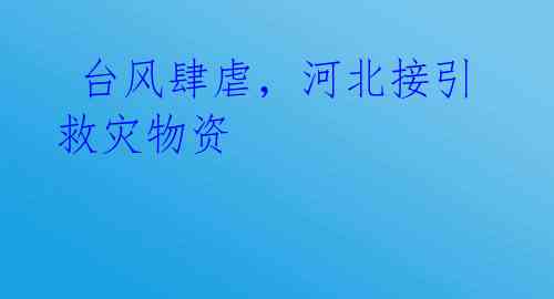 台风肆虐，河北接引救灾物资