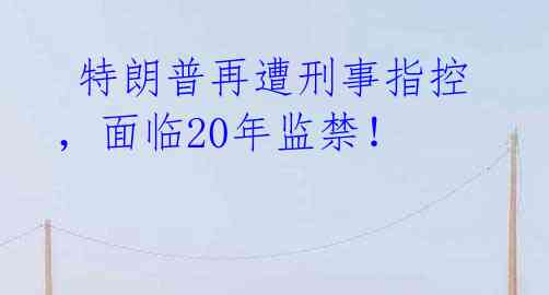  特朗普再遭刑事指控，面临20年监禁！