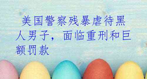  美国警察残暴虐待黑人男子，面临重刑和巨额罚款