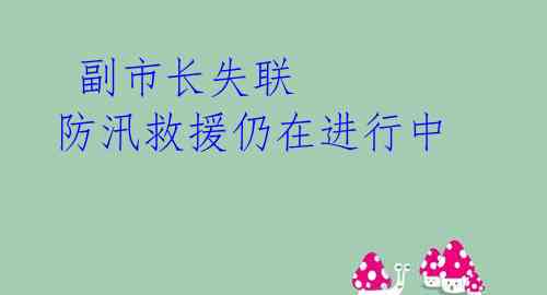  副市长失联 防汛救援仍在进行中