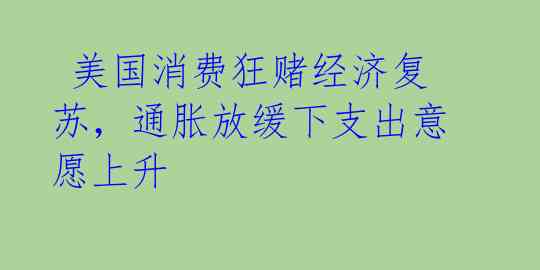  美国消费狂赌经济复苏，通胀放缓下支出意愿上升