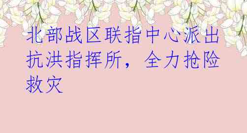 北部战区联指中心派出抗洪指挥所，全力抢险救灾