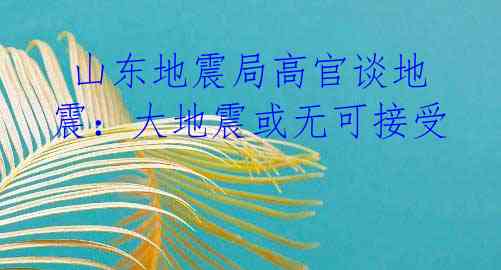  山东地震局高官谈地震：大地震或无可接受