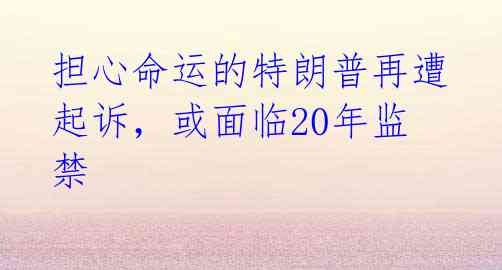 担心命运的特朗普再遭起诉，或面临20年监禁 