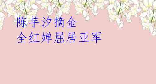 陈芋汐摘金 全红婵屈居亚军