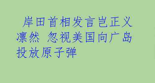  岸田首相发言岂正义凛然 忽视美国向广岛投放原子弹