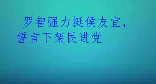  罗智强力挺侯友宜，誓言下架民进党