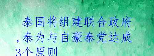  泰国将组建联合政府,泰为与自豪泰党达成3个原则