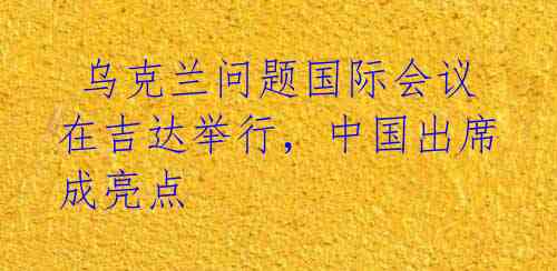  乌克兰问题国际会议在吉达举行，中国出席成亮点