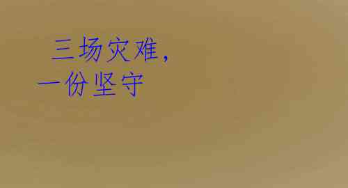  三场灾难, 一份坚守