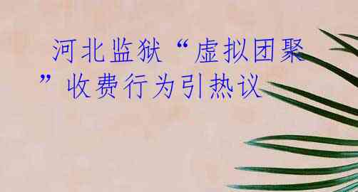  河北监狱“虚拟团聚”收费行为引热议