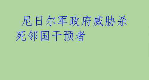  尼日尔军政府威胁杀死邻国干预者