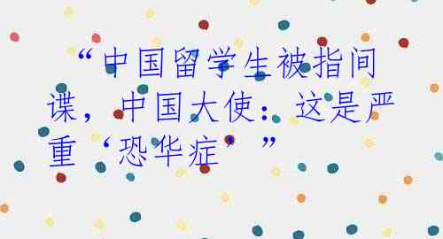  “中国留学生被指间谍，中国大使：这是严重‘恐华症’”
