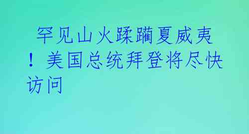  罕见山火蹂躏夏威夷！美国总统拜登将尽快访问