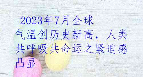  2023年7月全球气温创历史新高，人类共呼吸共命运之紧迫感凸显