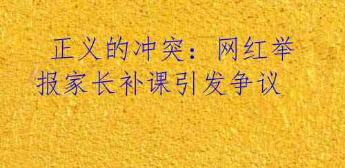  正义的冲突：网红举报家长补课引发争议