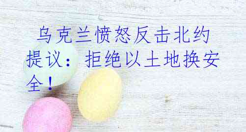  乌克兰愤怒反击北约提议：拒绝以土地换安全！