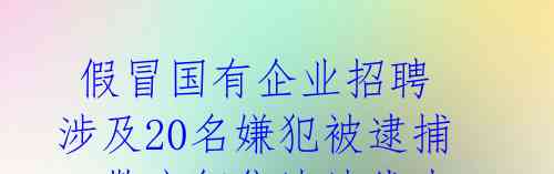  假冒国有企业招聘 涉及20名嫌犯被逮捕，警方征集违法线索