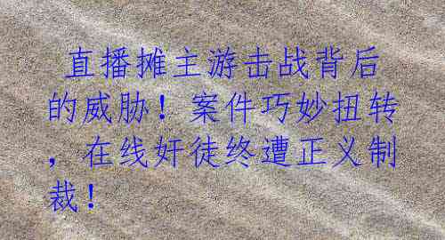  直播摊主游击战背后的威胁！案件巧妙扭转，在线奸徒终遭正义制裁！