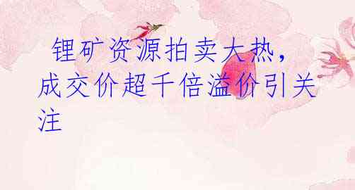  锂矿资源拍卖大热，成交价超千倍溢价引关注