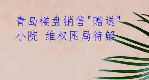 青岛楼盘销售"赠送"小院 维权困局待解