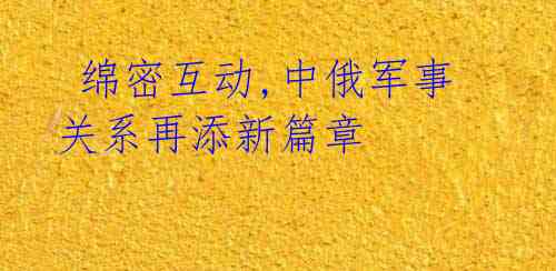  绵密互动,中俄军事关系再添新篇章