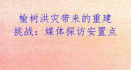  榆树洪灾带来的重建挑战：媒体探访安置点