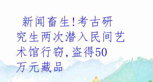  新闻畜生!考古研究生两次潜入民间艺术馆行窃,盗得50万元藏品