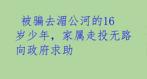 被骗去湄公河的16岁少年，家属走投无路向政府求助