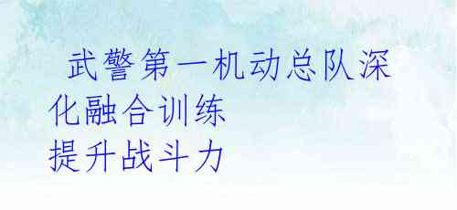  武警第一机动总队深化融合训练 提升战斗力