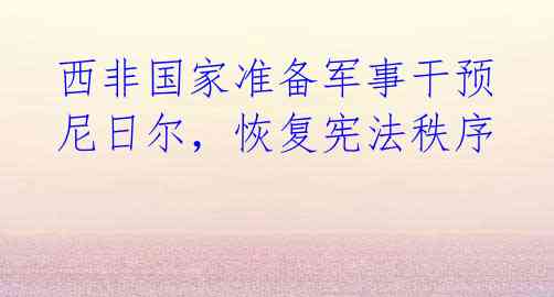 西非国家准备军事干预尼日尔，恢复宪法秩序