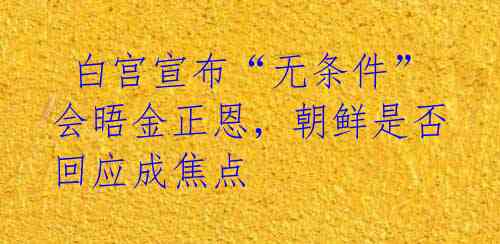  白宫宣布“无条件”会晤金正恩，朝鲜是否回应成焦点