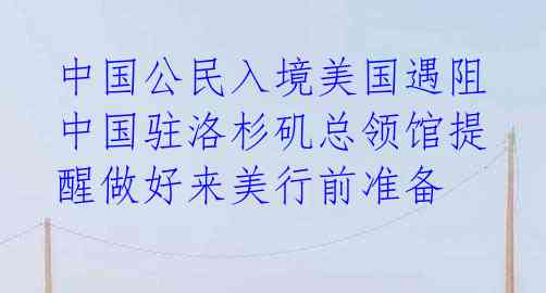  中国公民入境美国遇阻 中国驻洛杉矶总领馆提醒做好来美行前准备
