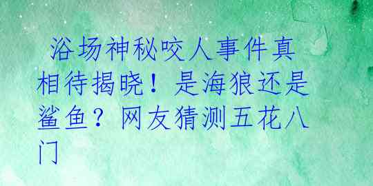  浴场神秘咬人事件真相待揭晓！是海狼还是鲨鱼？网友猜测五花八门