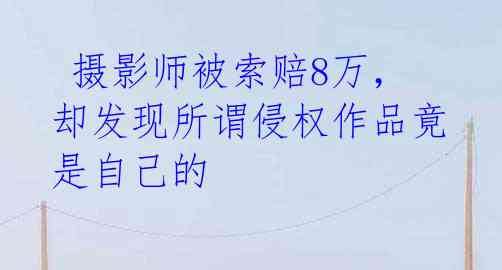  摄影师被索赔8万，却发现所谓侵权作品竟是自己的