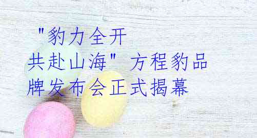  "豹力全开 共赴山海" 方程豹品牌发布会正式揭幕