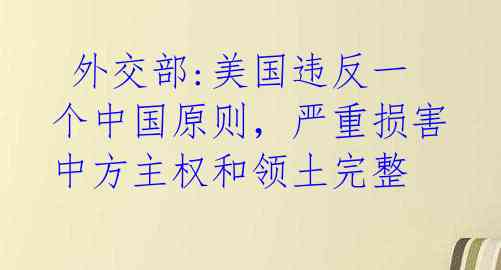  外交部:美国违反一个中国原则，严重损害中方主权和领土完整