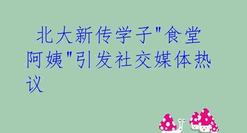  北大新传学子"食堂阿姨"引发社交媒体热议
