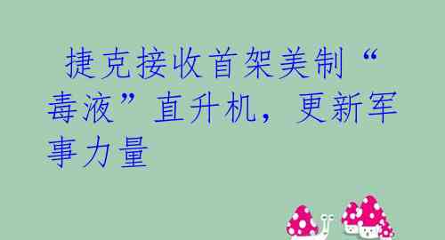  捷克接收首架美制“毒液”直升机，更新军事力量