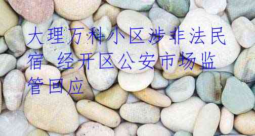 大理万科小区涉非法民宿 经开区公安市场监管回应