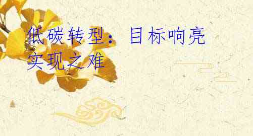 低碳转型：目标响亮 实现之难