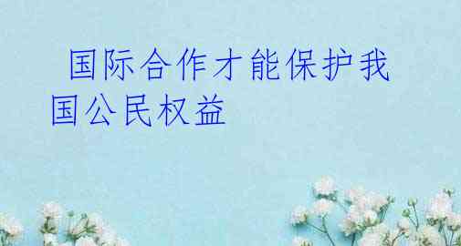  国际合作才能保护我国公民权益