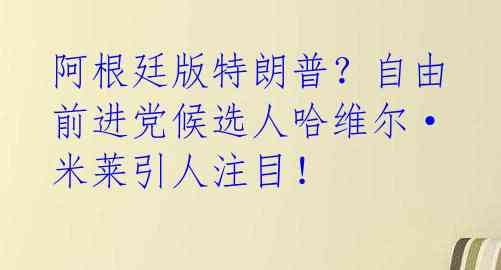 阿根廷版特朗普？自由前进党候选人哈维尔·米莱引人注目！