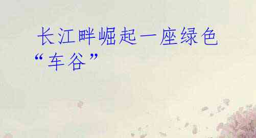  长江畔崛起一座绿色“车谷”