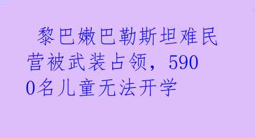  黎巴嫩巴勒斯坦难民营被武装占领，5900名儿童无法开学
