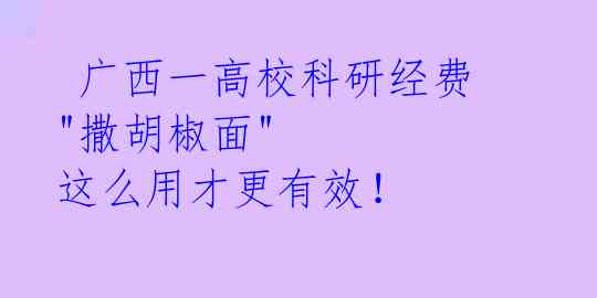  广西一高校科研经费"撒胡椒面" 这么用才更有效！