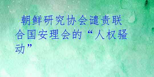  朝鲜研究协会谴责联合国安理会的“人权骚动”