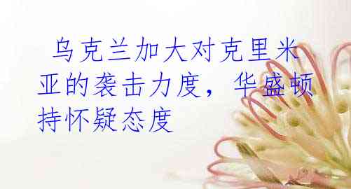  乌克兰加大对克里米亚的袭击力度，华盛顿持怀疑态度
