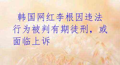  韩国网红李根因违法行为被判有期徒刑，或面临上诉